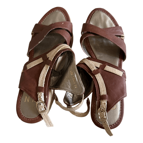 Brown wedge sandals