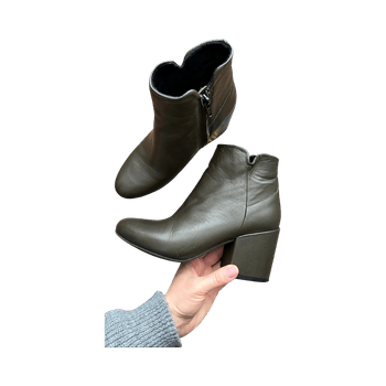 Green heeled ankle boots by Pieces