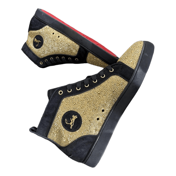Christian Louboutin Louis Strass high-top sneakers in a black and gold glitter/strass