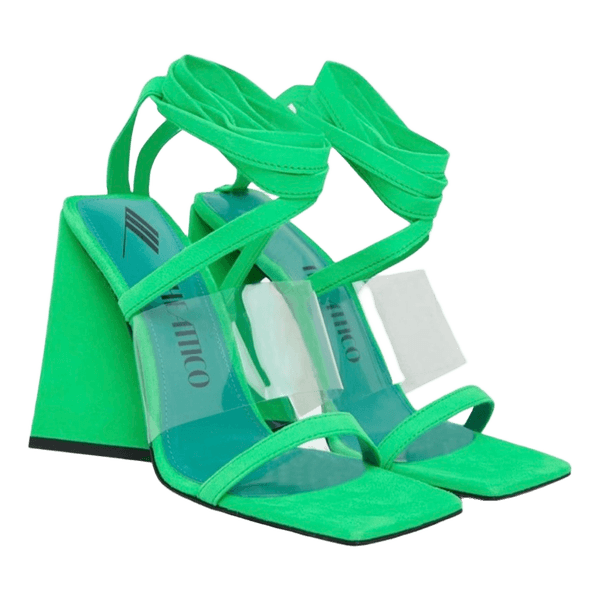 The Attico Green tie-up block heels
