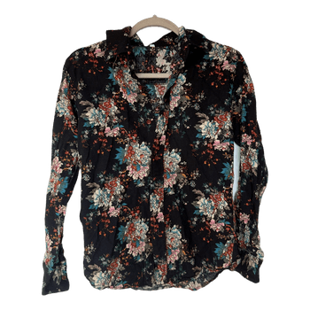 Black floral print shirt