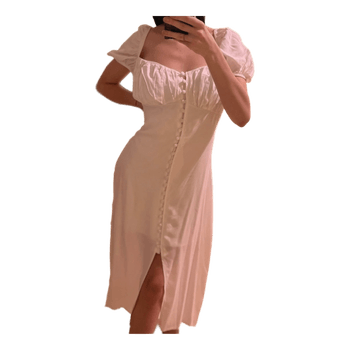 White midi button dress