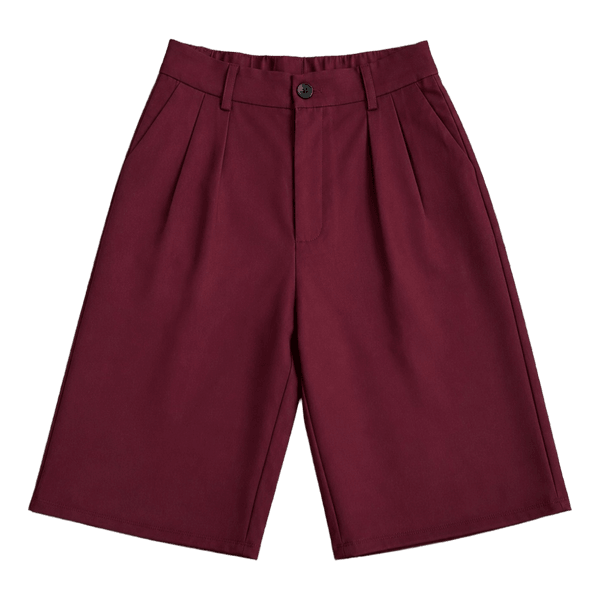 Burgundy pleated tailored shorts