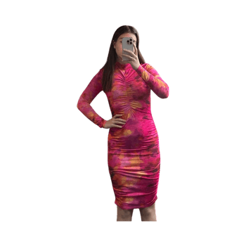 Pink tie-dye midi dress