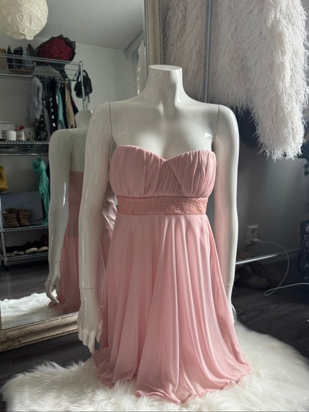 Pink pleated mini dress