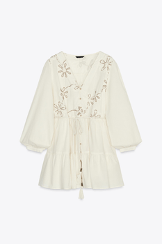 Embroidered floral mini dress