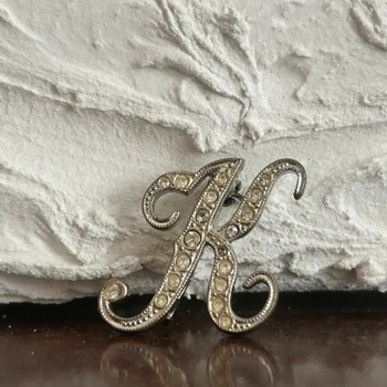 Crystal initial K brooch