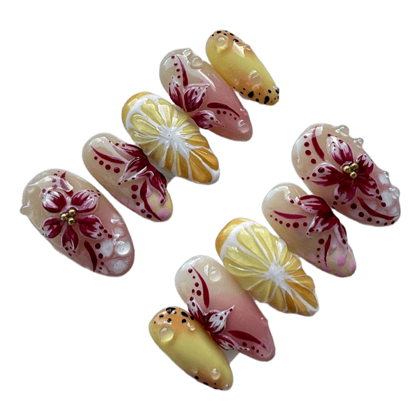 Floral press-on nails