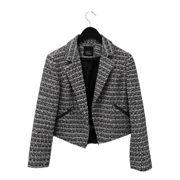 Black white tweed blazer
