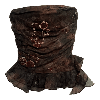 Brown floral mesh tube top