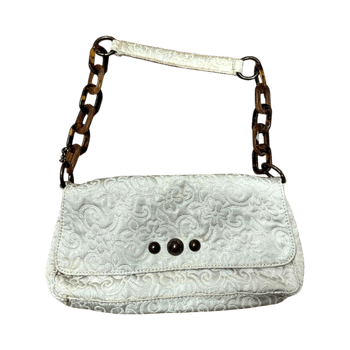 White embossed clutch bag