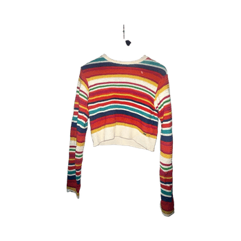 Crochet striped crop sweater