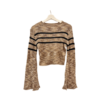 Brown striped crop sweater
