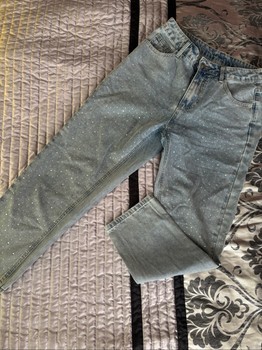 Blue jeans with rhinestones