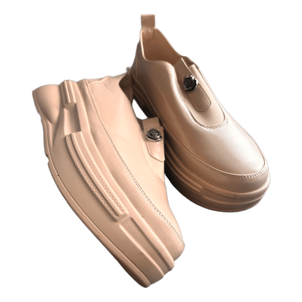 Beige platform slip-on shoes