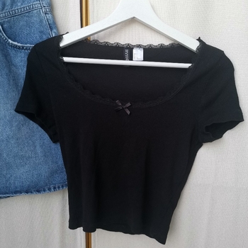 Black lace trim top