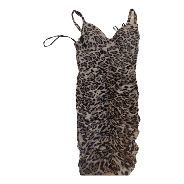 Leopard print ruched dress