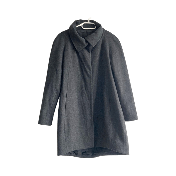 Monton Wool Blend A-Line Coat Dark Grey Size 34 XS-S Minimalist Classic Warm