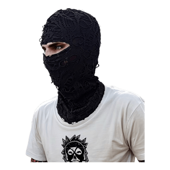 Black distressed balaclava