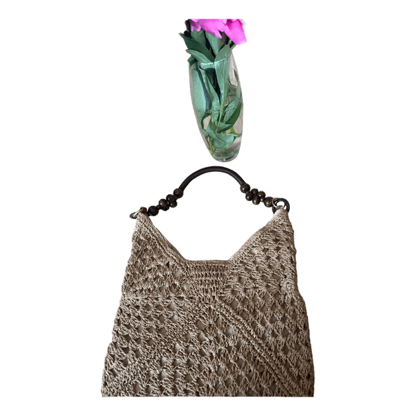 Beige crochet shoulder bag