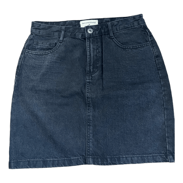 Black denim mini skirt