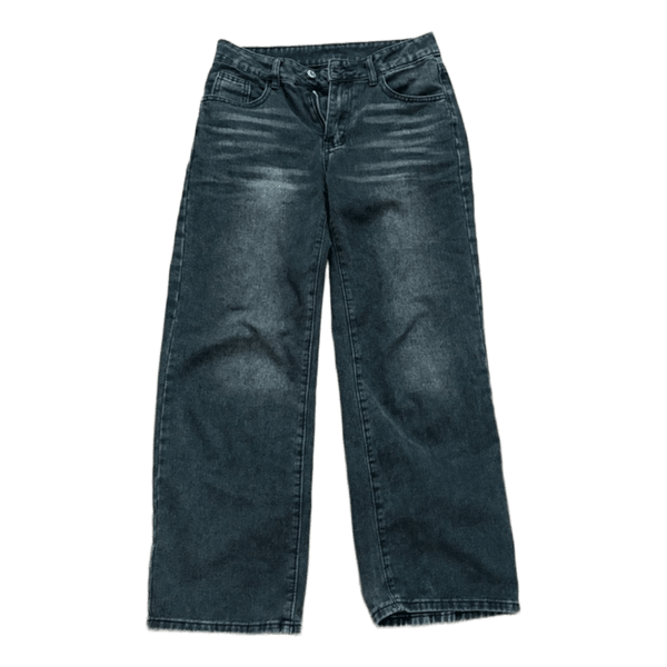 Black washed wide leg jeans