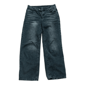 Black washed wide leg jeans