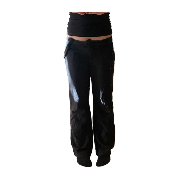 Black linen cargo pants