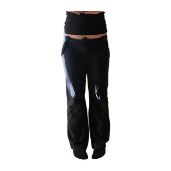 Black linen cargo pants