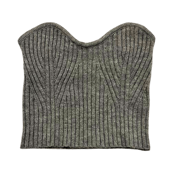 Grey ribbed knit crop top