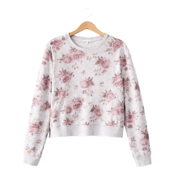 Grey floral print sweatshirt