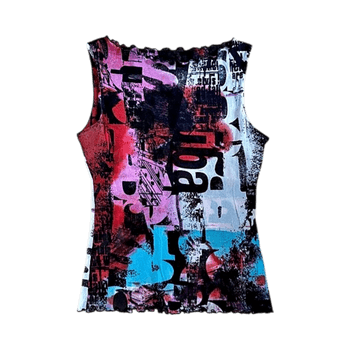 Multicolor graphic sleeveless top