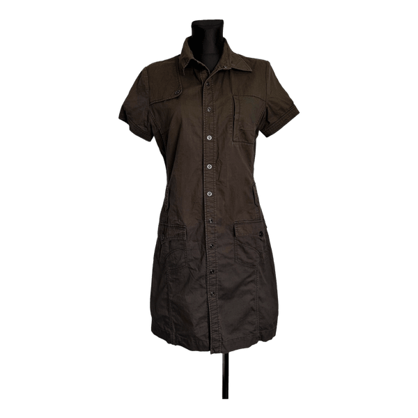 Brown button-up shirt dress