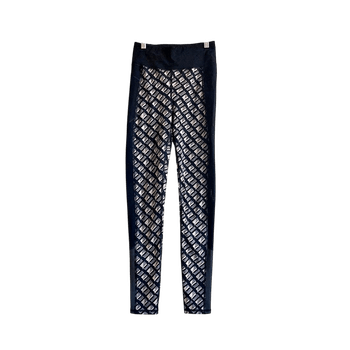 Sweaty Betty XS Workout Leggings Geometric Print Mesh Panels Black Grey Activewear