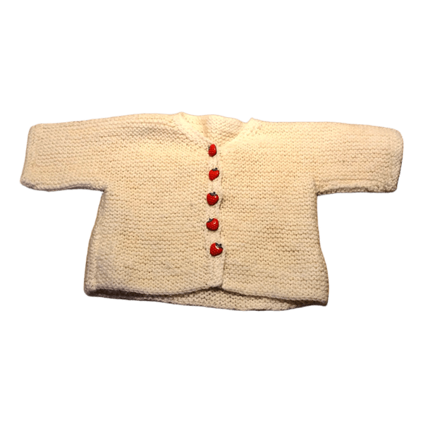 Cremefarvet hjemmestrikket babycardigan
