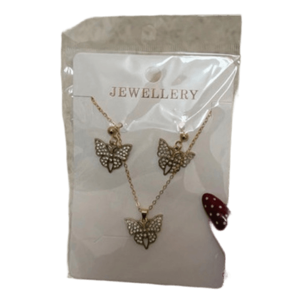 Gold butterfly jewellery set