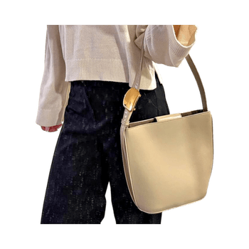 Beige Zara shoulder bag with gold accents