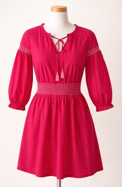 Pink smocked waist dress