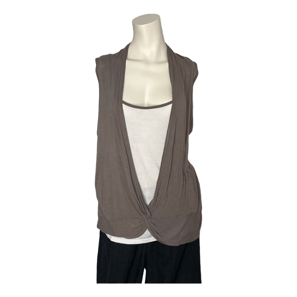 Taupe layered sleeveless top