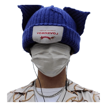 Blue knit ear beanie Charles Jeffrey Loverboy,