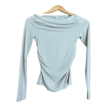 White ruched long-sleeved top