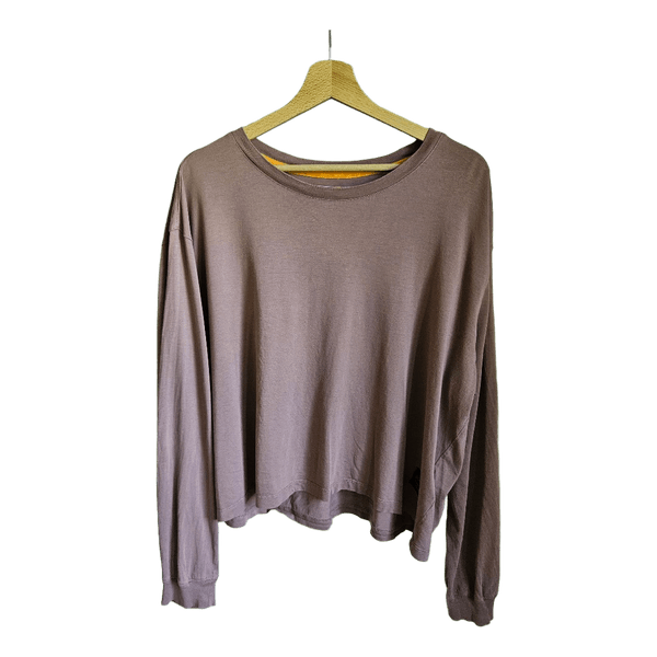 Timberland Supima Cotton Long Sleeve Top XXL Relaxed Fit Taupe Oversized