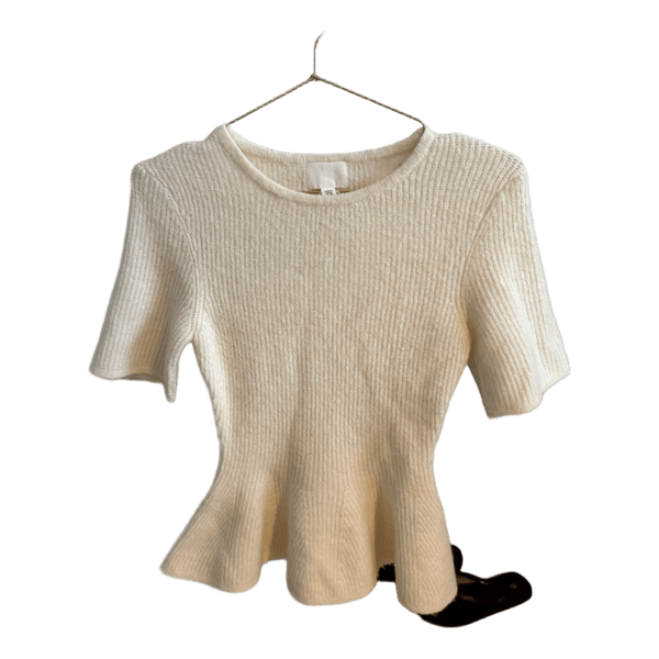 Hvid ribstrikket bluse