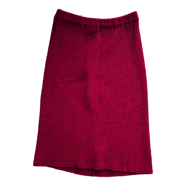 Red ribbed midi skirt