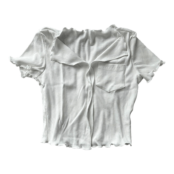 White ribbed short-sleeve top