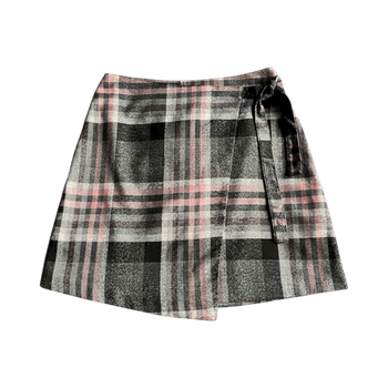 Plaid wrap mini skirt