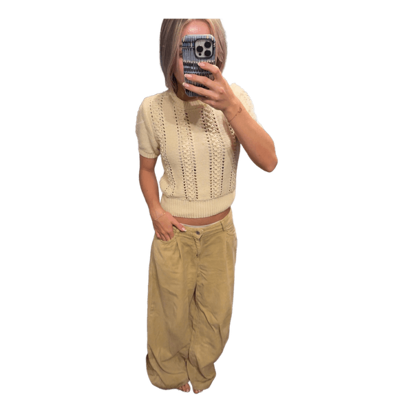 Beige kortærmet striktop
