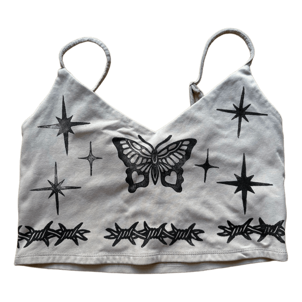 Beige printed crop top