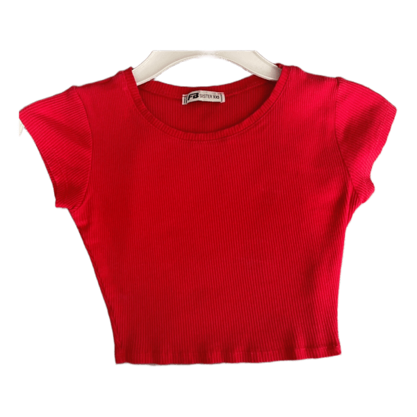 Red ribbed crop top