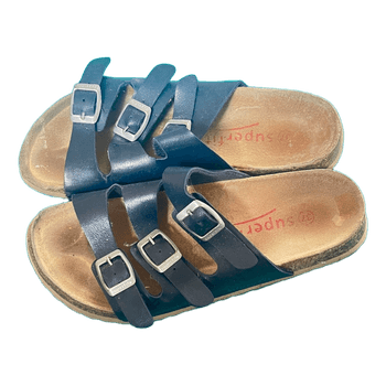 Blue leather sandals